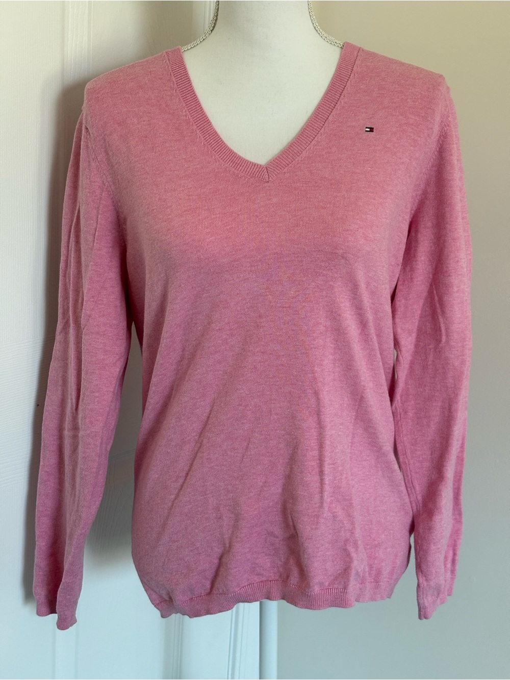 Tommy Hilfiger Soft Pink Knit Sweater with Flag Tag